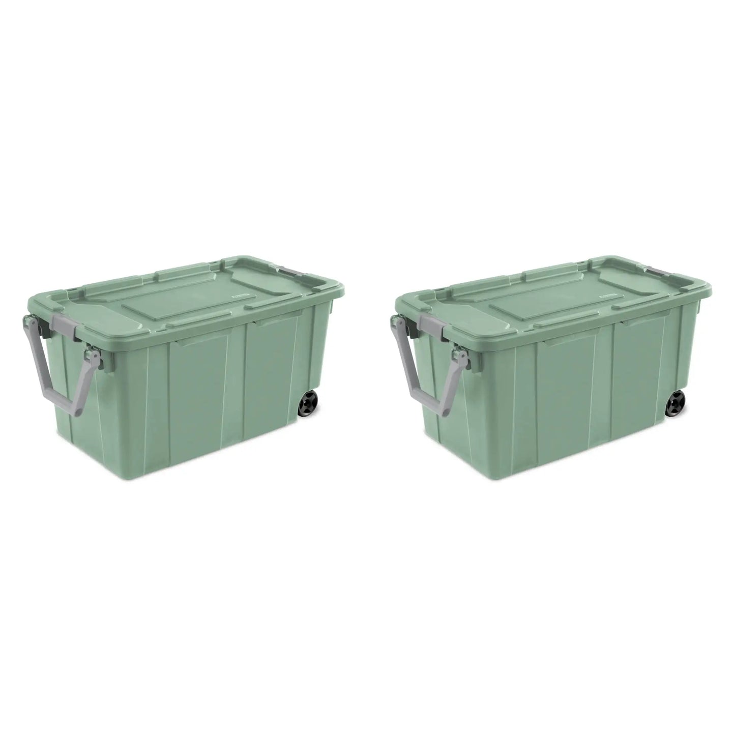Set of 2 40 Gallon Wheeled Industrial Plastic Tote