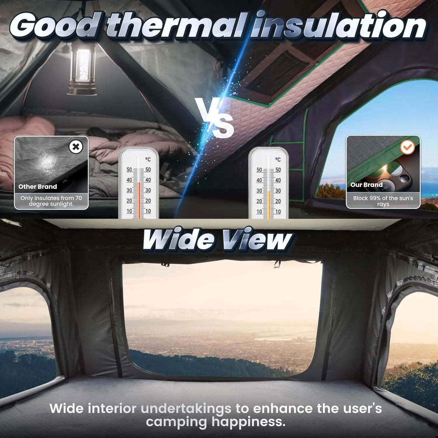 Hard Shell Roof Top Tent for 2-3 Person