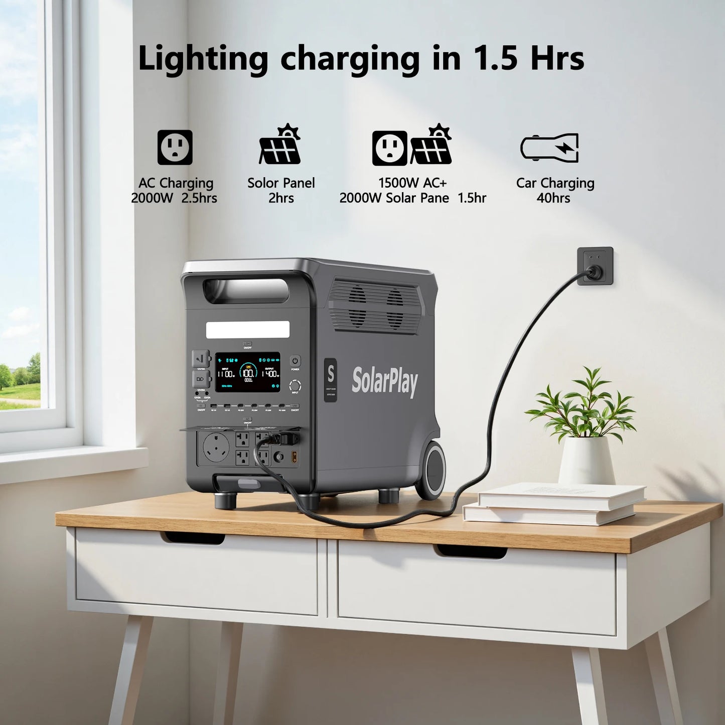 3840WH Outdoor Generator With Foldable Solar Panels