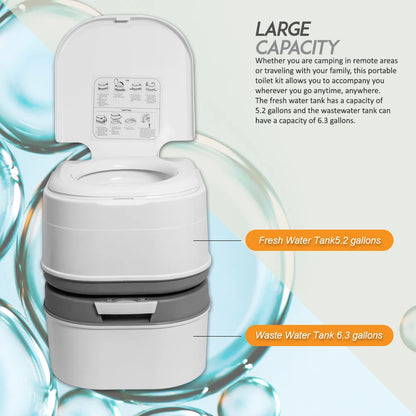 Portable 5.8 Gallon Indoor Outdoor Toilet