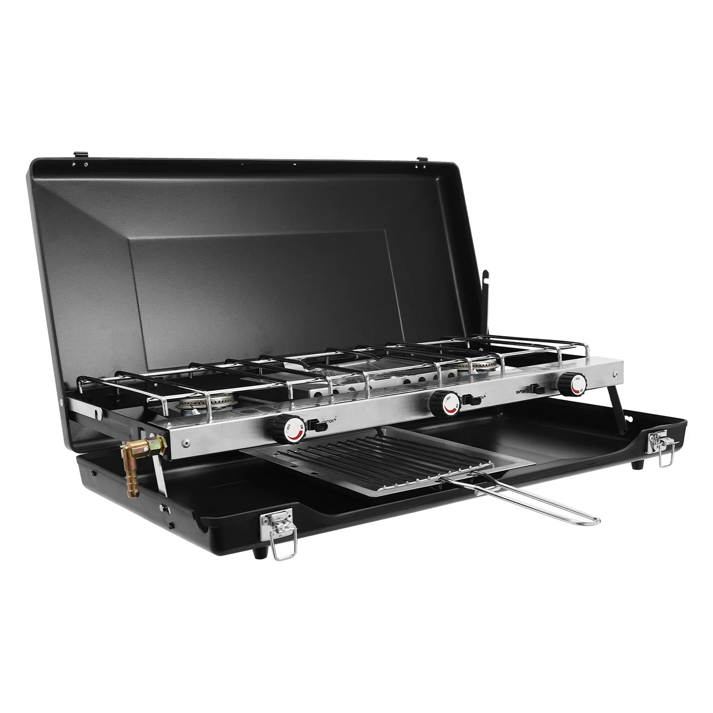 PortablePropane3Burner Camping Stove with Griddle