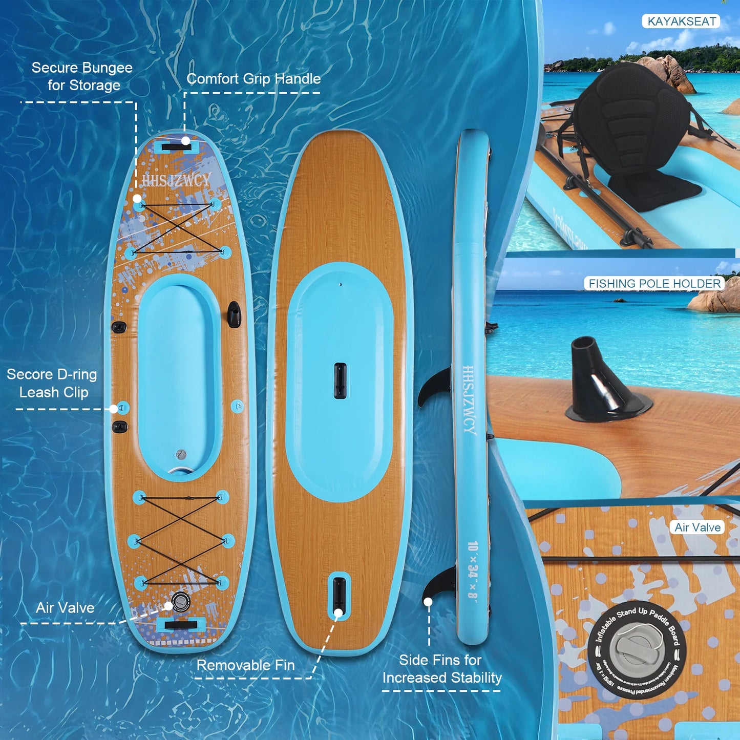 ' Inflatable Stand Up Paddle Board Kayak with Seat