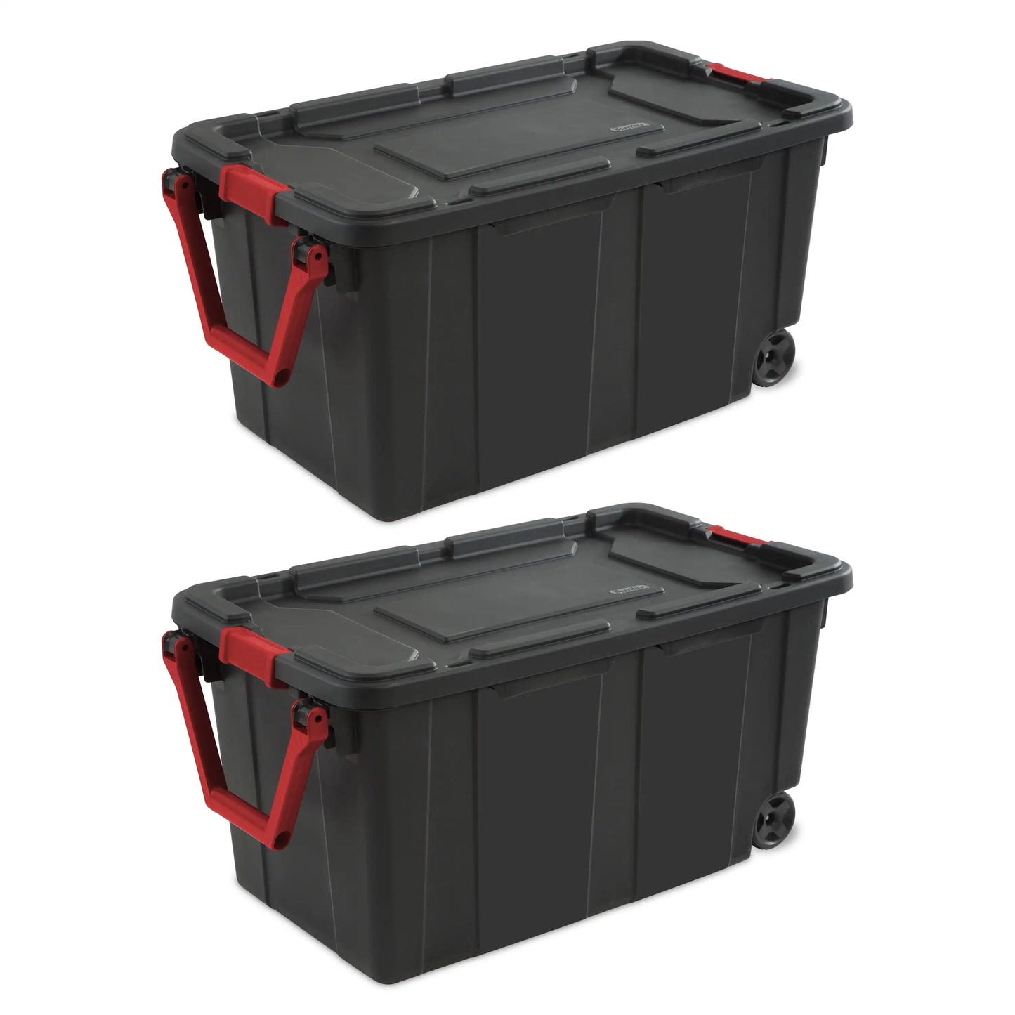 Set of 2 40 Gallon Wheeled Industrial Plastic Tote