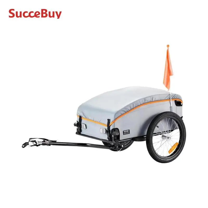 SucceBuy 100lbs Bike Cargo Trailer Foldable Bicycle Wagon Cart with Waterproof Cover & Safe Reflectors Fits 22"-28" Bike Wheel
