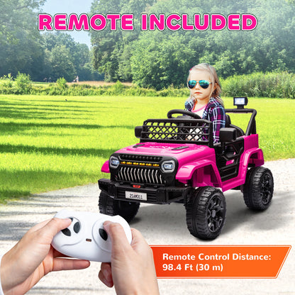12V Ride on Truck W/ Spring Suspension, Remote, Pink