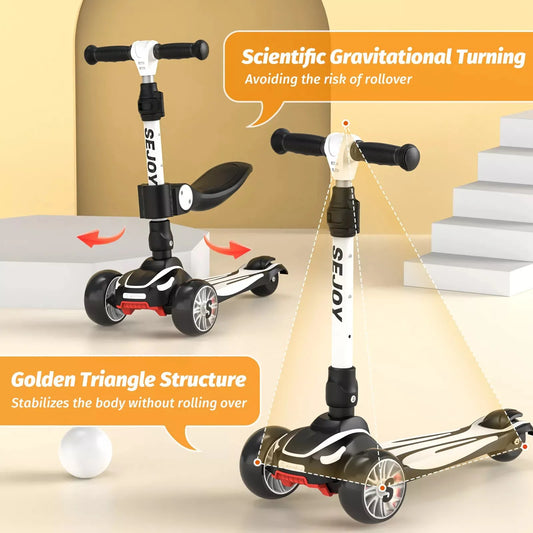 Kick Scooter For Kids, Foldable Seat, Adjustable Handlebars