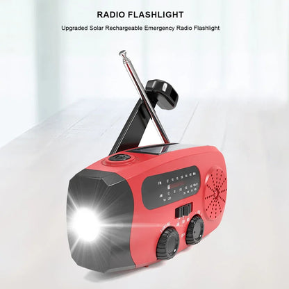 Emergency Crank Weather Solar Powered, Multifunction Radio For Outdoor Survival