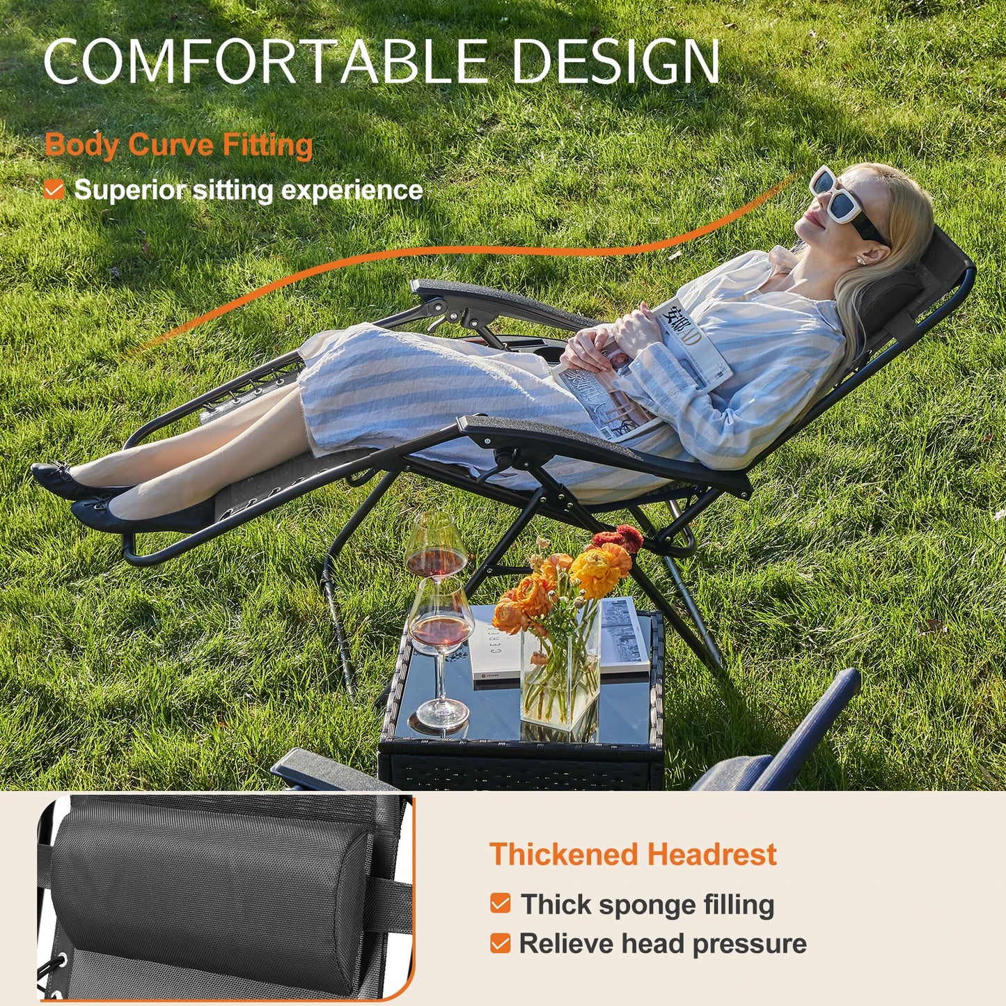 Zero Gravity Set of 2 Portable Recliner Lounge Chair