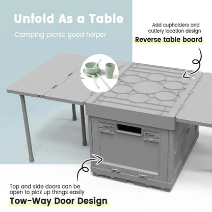 Portable Folding Table with Storage Capacity