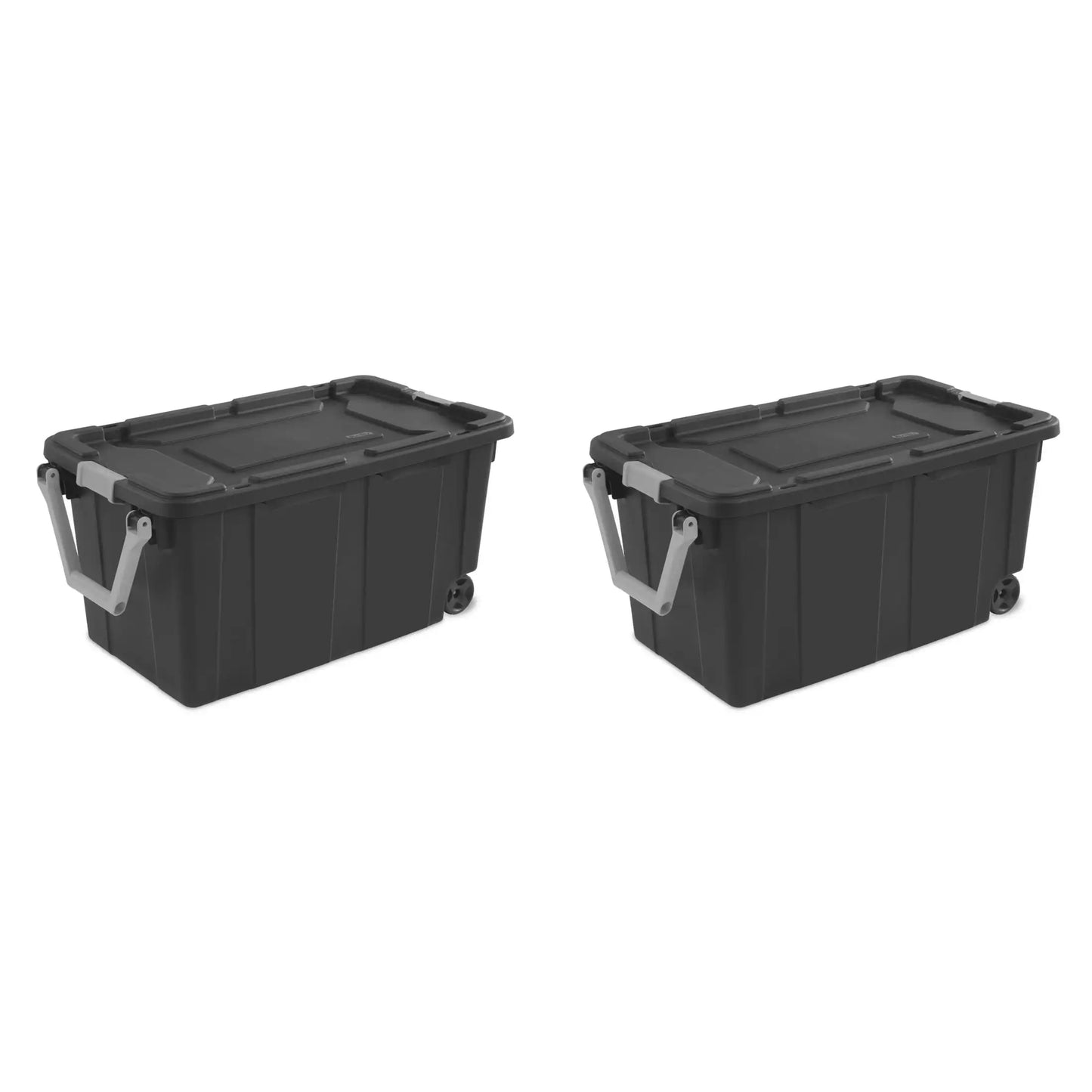 Set of 2 40 Gallon Wheeled Industrial Plastic Tote