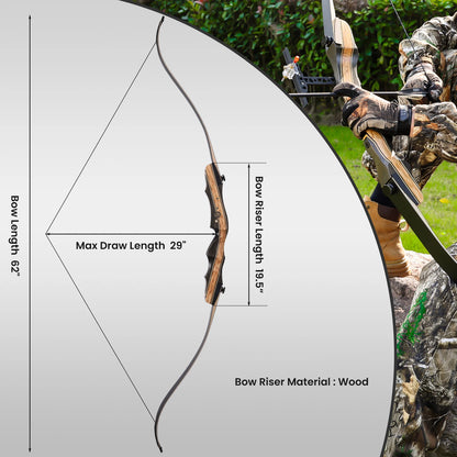 20-50lbsDrawWeightWoodenArcheryBow