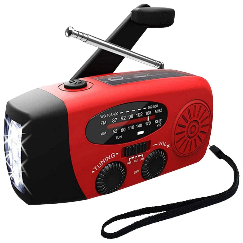 Emergency Crank Weather Solar Powered, Multifunction Radio For Outdoor Survival