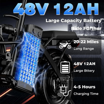 Adult Electric Bike 20 MPH Removable Battery Folding