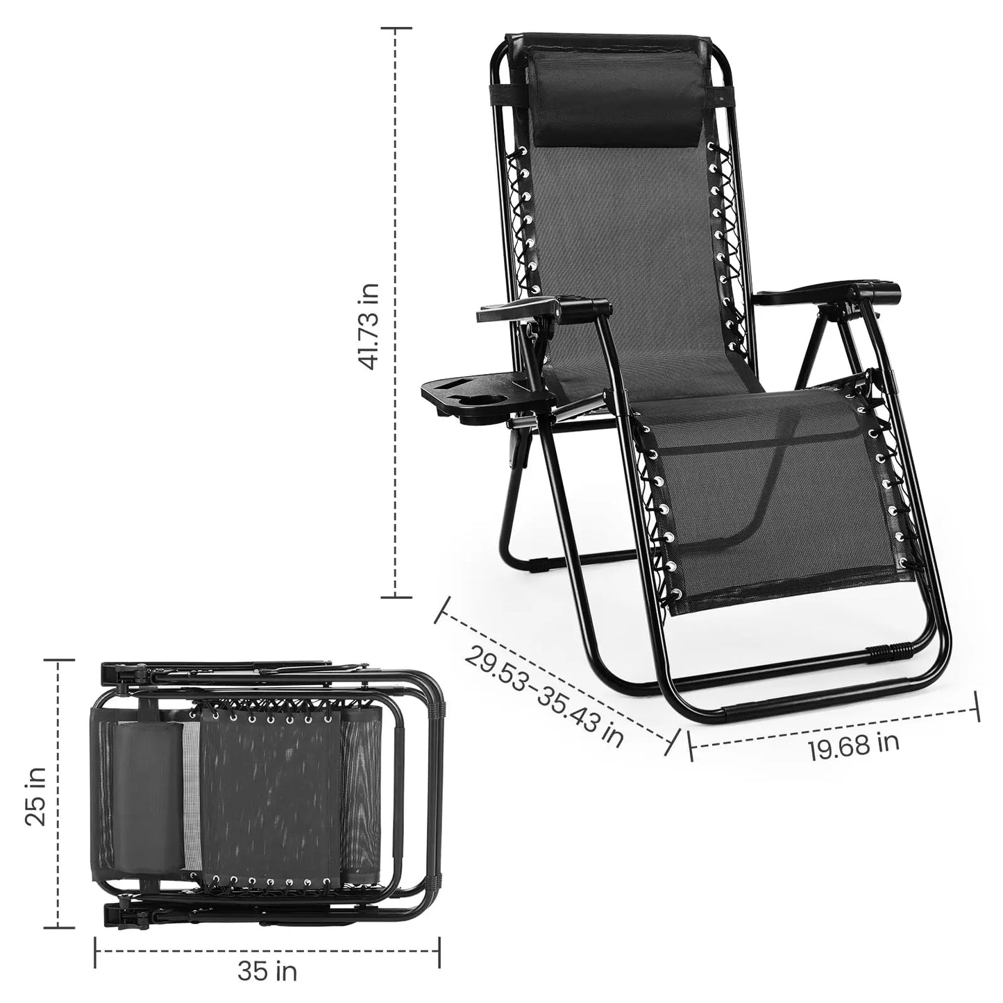Zero Gravity Set of 2 Portable Recliner Lounge Chair