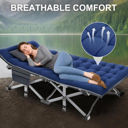 HeavyDutyFoldableCampingCotWithMat