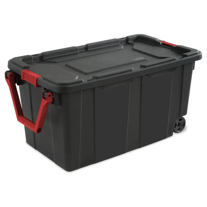 Set of 2 40 Gallon Wheeled Industrial Plastic Tote