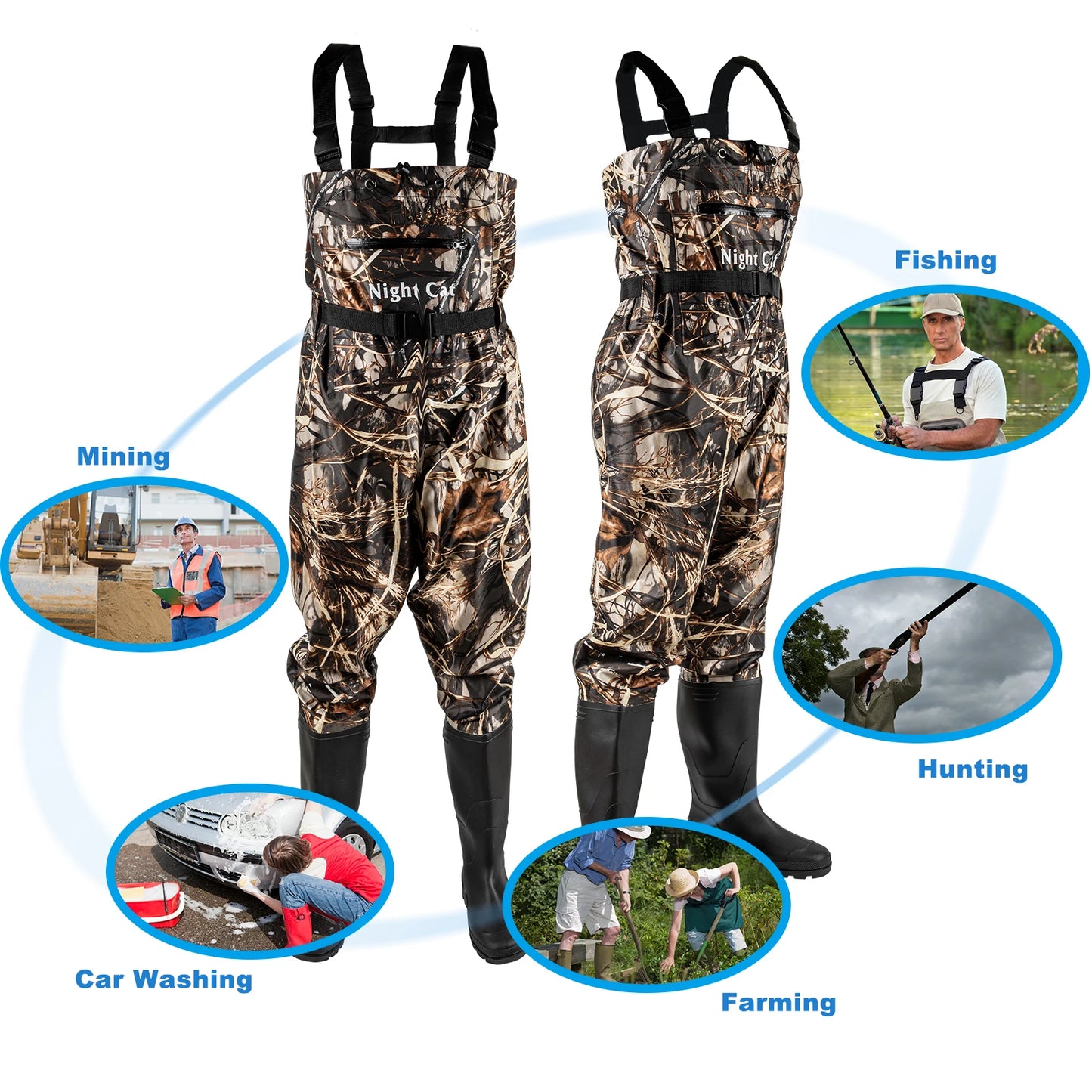 Mens Fishing Hunting Waterproof Waders With Boots