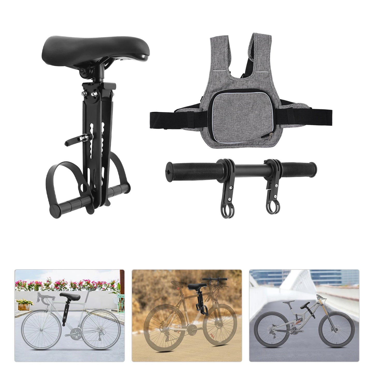 Black Front-Mounted Kid Bike Seat