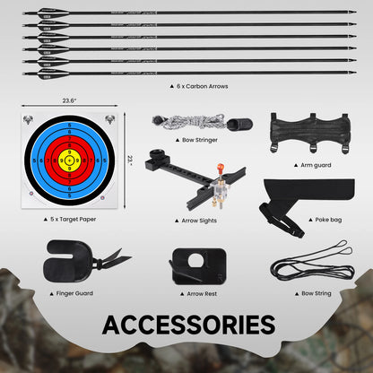 20-50lbsDrawWeightWoodenArcheryBow