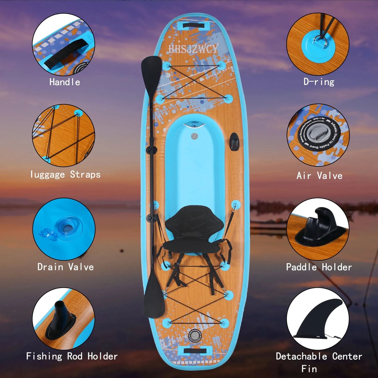 ' Inflatable Stand Up Paddle Board Kayak with Seat