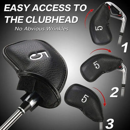 Golf Iron Head Covers Set of 12, Synthetic Leather