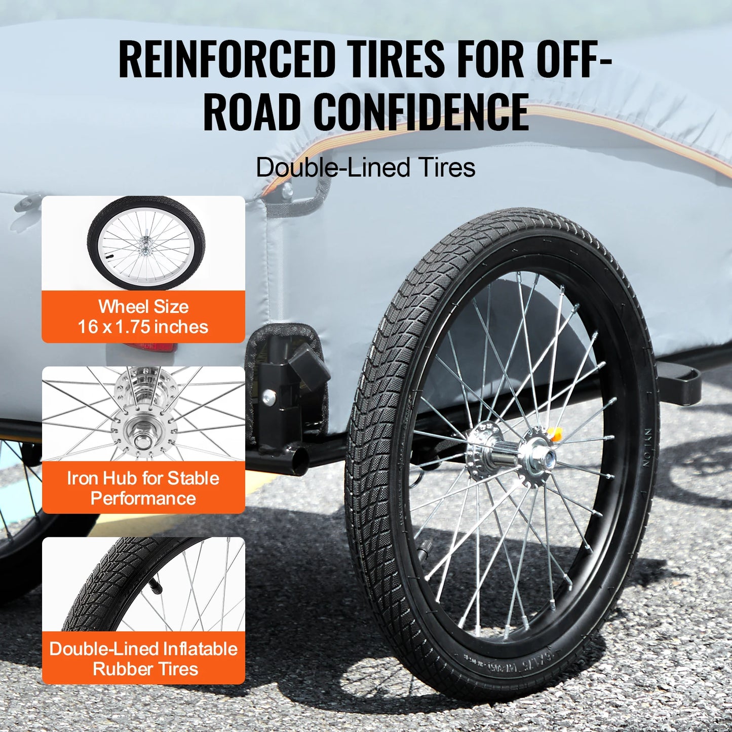 SucceBuy 100lbs Bike Cargo Trailer Foldable Bicycle Wagon Cart with Waterproof Cover & Safe Reflectors Fits 22"-28" Bike Wheel