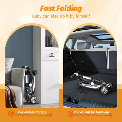 Kick Scooter For Kids, Foldable Seat, Adjustable Handlebars